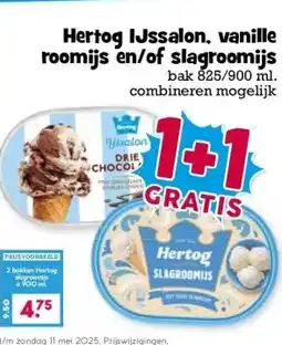 Boon`s Markt Hertog IJssalon, vanille roomijs en/of slagroomijs aanbieding