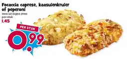Boon`s Markt Focaccia caprese, kaasuienkruier of peperoni aanbieding