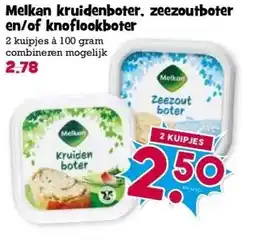 Boon`s Markt Melkan kruidenboter, zeezoutboter en/of knoflookboter aanbieding