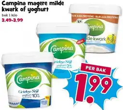 Boon`s Markt Campina magere milde kwark of yoghurt aanbieding