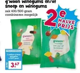 Boon`s Markt g'woon winegums en/of snoep en winegums zak 400/500 gram aanbieding