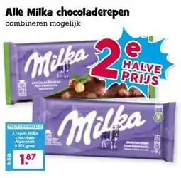 Boon`s Markt Alle Milka chocoladerepen aanbieding