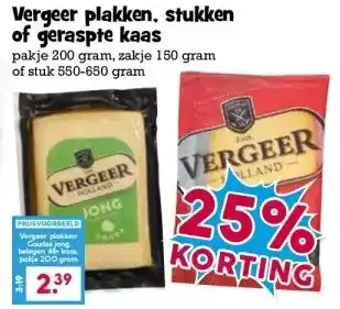 Boon`s Markt Vergeer plakken, stukken of geraspte kaas aanbieding