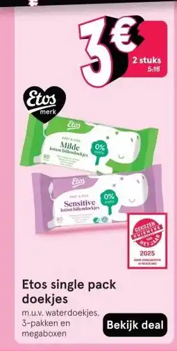 Etos Etos single pack doekjes aanbieding