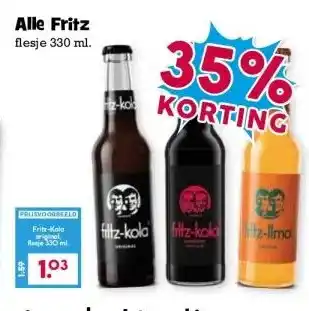 Boon`s Markt Alle Fritz flesje 330 ml. aanbieding