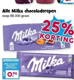 Boon`s Markt Alle Milka chocoladerepen aanbieding