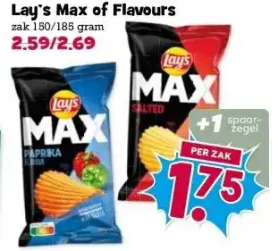 Boon`s Markt Lay's Max of Flavours zak 150/185 gram aanbieding