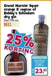 Boon`s Markt Grand Marnier liquer orange & cognac of Bobby's Schiedam dry gin fles 700 ml. NIX18 aanbieding