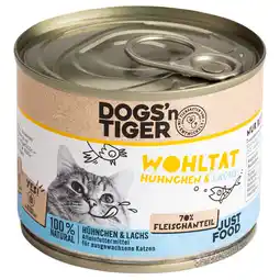 Zooplus Voordeelpakket: 12x200g Dogs'n Tiger Adult Cat Genieten van kip en zalm kattenvoer nat aanbieding