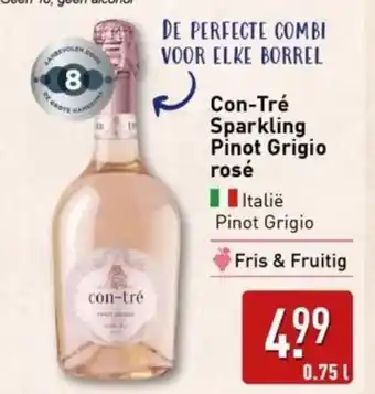 ALDI Con Tré Sparkling Pinot Grigio rosé aanbieding