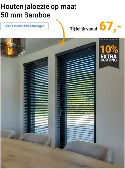 Raamdecoratie.com Houten jaloezie op maat 50 mm Bamboe aanbieding