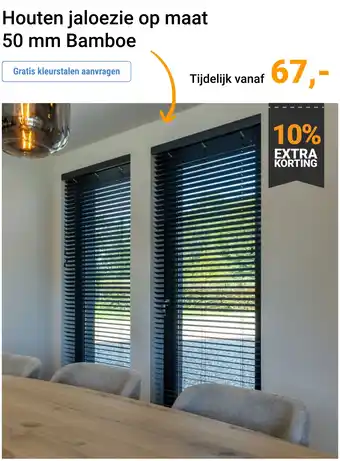Raamdecoratie.com Houten jaloezie op maat 50 mm Bamboe aanbieding