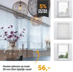 Raamdecoratie.com Houten jaloezie op maat 50 mm Slim aanbieding