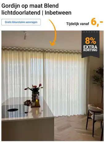 Raamdecoratie.com Gordijn op maat Blend lichtdoorlatend | Inbetween aanbieding