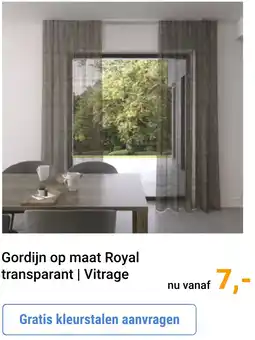 Raamdecoratie.com Gordijn op maat Royal transparant | Vitrage aanbieding