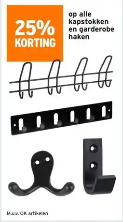 GAMMA 25% KORTING op alle kapstokken en garderobe haken aanbieding