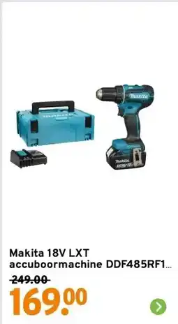 GAMMA Makita 18V LXT accuboormachine DDF485RF1J (incl. 3.0Ah accu, snellader en koffer) aanbieding