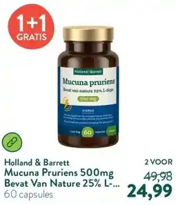 Holland & Barrett Mucuna Pruriens 500mg Bevat Van Nature 25% L-Dopa aanbieding