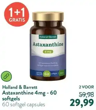 Holland & Barrett Astaxanthine 4mg - 60 softgels aanbieding