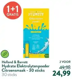 Holland & Barrett Hydrate Elektrolytenpoeder Citroensmaak - 30 sticks aanbieding