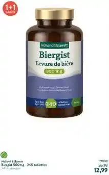 Holland & Barrett Biergist 500mg - 240 tabletten aanbieding