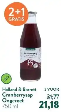 Holland & Barrett Cranberrysap Ongezoet aanbieding