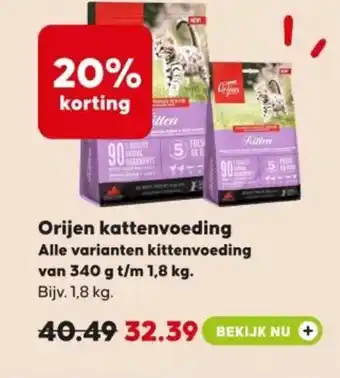 Pets Place Orijen kattenvoeding aanbieding