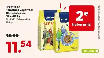 Pets Place Pro Vita of Homeland vogelvoer aanbieding