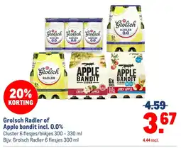 Makro Grolsch Radler of Apple bandit incl. 0.0% aanbieding