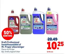 Makro Dreft Professional handafwasmiddel of Mr. Proper allesreiniger aanbieding