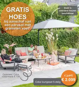 Tuinmeubelland Coba loungeset 5-delig aanbieding
