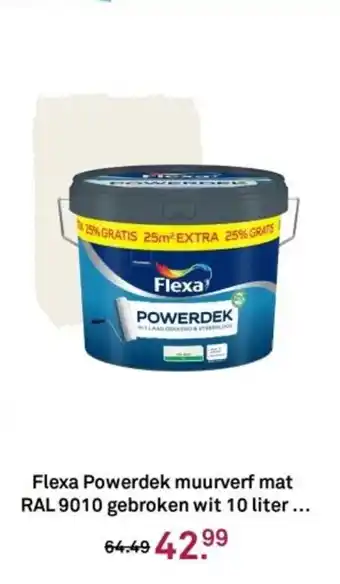 Karwei Flexa Powerdek muurverf mat RAL 9010 gebroken wit aanbieding