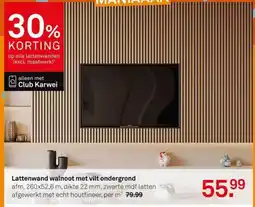 Karwei Lattenwand walnoot met vilt ondergrond aanbieding