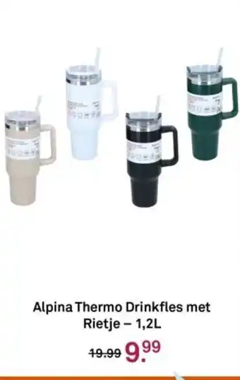 Karwei Alpina Thermo Drinkfles met Rietje - aanbieding