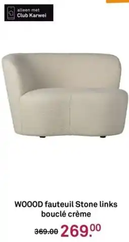 Karwei WOOOD fauteuil Stone links bouclé crème aanbieding