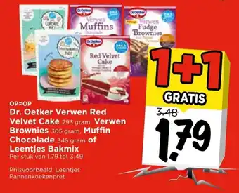 Vomar Voordeelmarkt Dr. Oetker Verwen red Velvet Cake 293g, Verwen brownies 305g. Muffin chocolade 345g of Leentjes bakmix 1+1 aanbieding