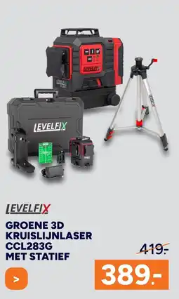 BOUWMAAT Groene 3D kruislijnlaser CCL283G met statief aanbieding