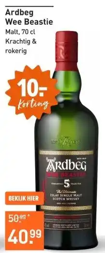 Gall & Gall Ardbeg Wee Beastie 70CL Whisky aanbieding