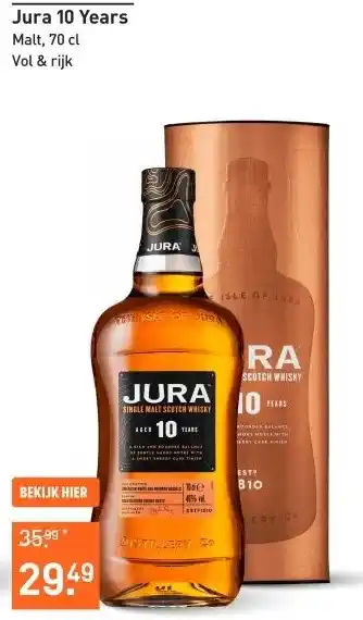 Gall & Gall Jura 10 Years 70CL Whisky aanbieding
