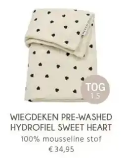 Babypark Wiegdeken pre washed hydrofiel sweet heart aanbieding