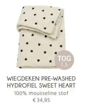 Babypark Wiegdeken pre washed hydrofiel sweet heart aanbieding