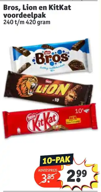 Kruidvat Bros, lion en Kitkat voordeelpak 420gram aanbieding