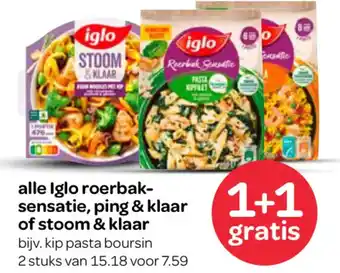 Spar alle Iglo roerbak sensatie, ping & klaar of stoom & klaar aanbieding