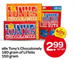 Spar alle Tony's Chocolonely of Lil'bits aanbieding