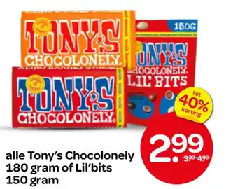 Spar alle Tony's Chocolonely of Lil'bits aanbieding