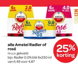 Spar alle Amstel Radler of rosé aanbieding