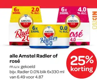 Spar alle Amstel Radler of rosé aanbieding
