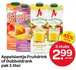 Spar Appelsientje Fruitdrink of Dubbeldrank aanbieding
