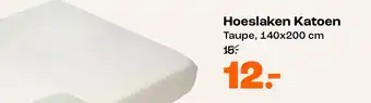 Kwantum Hoeslaken Katoen Taupe aanbieding
