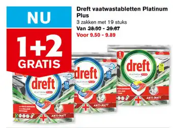 Hoogvliet Dreft vaatwastabletten Platinum Plus aanbieding